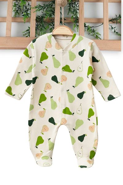 Egelite 0-1-3-6 Months Baby Girl Fruit Printed Jumpsuit with Booties - Thin Fabric