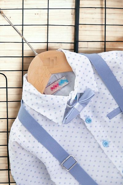 voyyo kids baby Papion pentru băieți Cămașă de in Pantaloni agățați Partea de jos de vacanță Top Set pentru copii