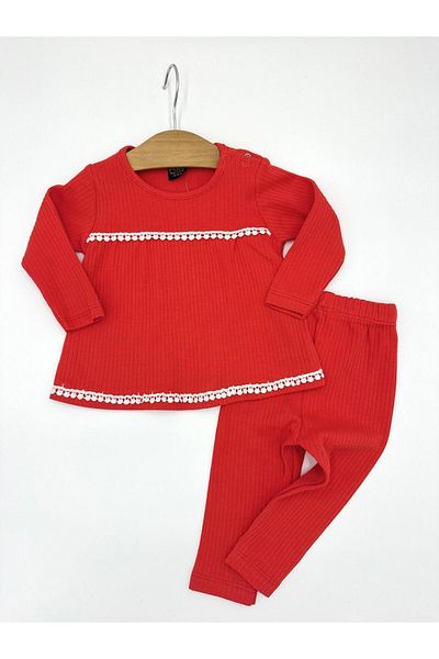 voyyo kids baby 6-24 Months Corded Lace Beaded Baby Girl Set - Seasonal, Long Sleeve