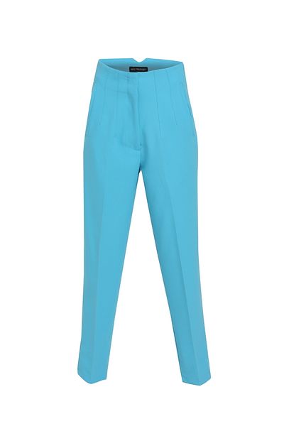 Quzu Collet Detailed Trousers Turquoise