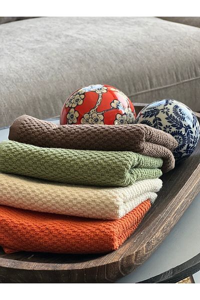 Plume Ceramic Home Plumehome Set of 4 Colorful Hand Towels – 30X50 cm |   100% Cotton, Dowry, Guest, Kitchen, Gift