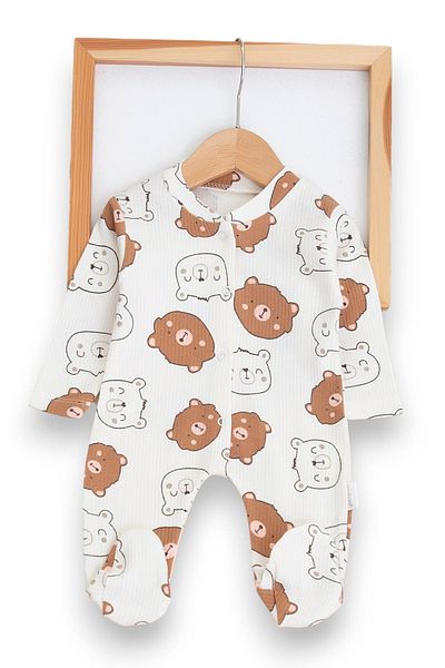 Egelite 0-1-3-6 Months Baby Boy Jumpsuit - Teddy Bear, Booties, Thin Seasonal, Ribbed Snaps
