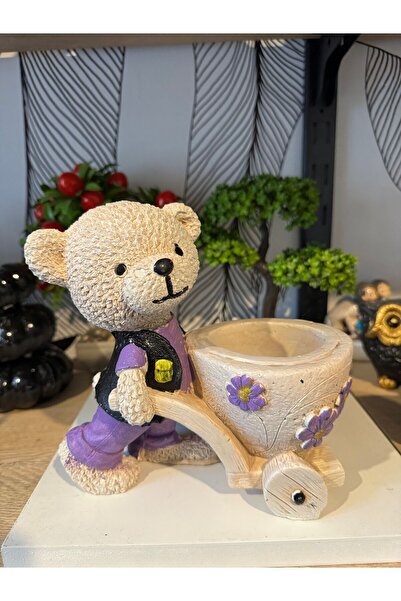 Atak Hediyelik Dekoratif ayıcıklı sepetli biblo polyester