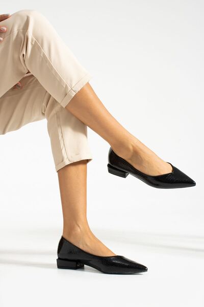 MİRADA SCARPA حذاء باليرينا ديلي كروكو أسود للسيدات