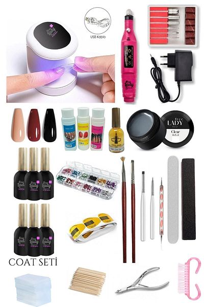 FREELADY Prosthetic Nail - Permanent Nail Polish Manicure Pedicure Application Set - 26 Pieces