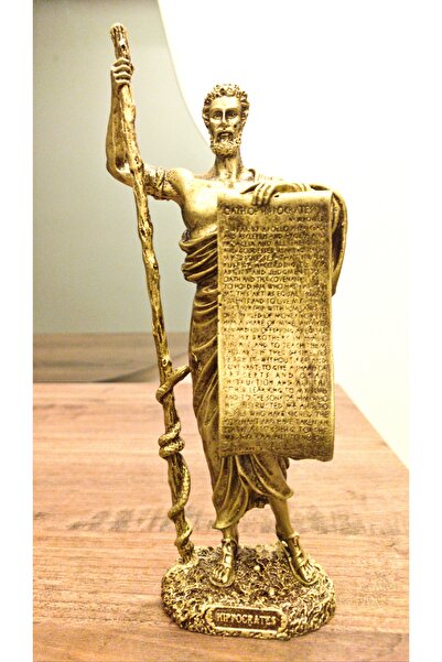Antioch Art And Design Hipokrat Biblo Tasarım Gold Heykel 25 Cm Ev Dekor Hedi...