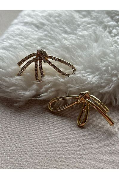 yakouchuu custom design bow earrings with stones