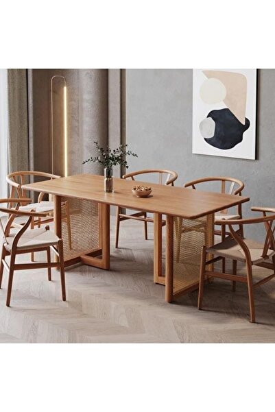 MoldHome Ahşap Doğal Hazeranlı Yemek Masası