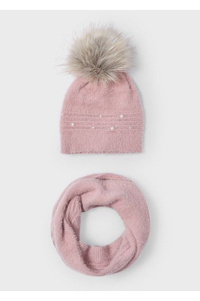 MAYORAL Pink Girl's Hat and Scarf Set