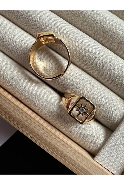 ringbox Gold Taşlı Kuzey Yıldızı Serçe Parmak Yüzüğü
