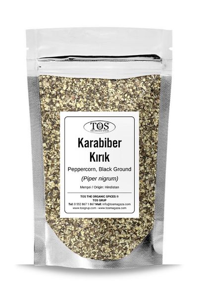 TOS The Organic Spices Black Broken Black Pepper - 1 kg (1. Quality) Piper Nigrum / Peppercorn, Black Cracked
