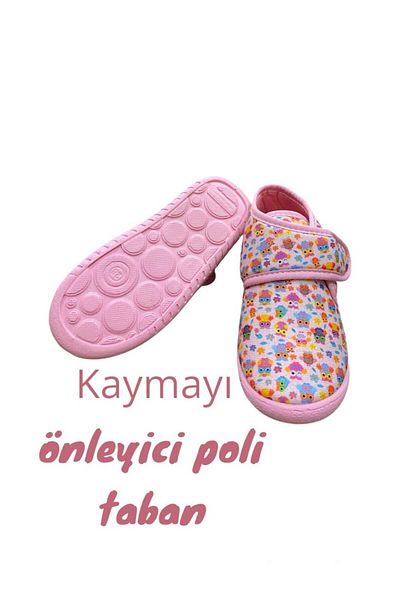 VİZYON Flexible and Non-Slip Slippers - Casual Girls and Boys Home Shoes, Velcro Nursery Kindergarten