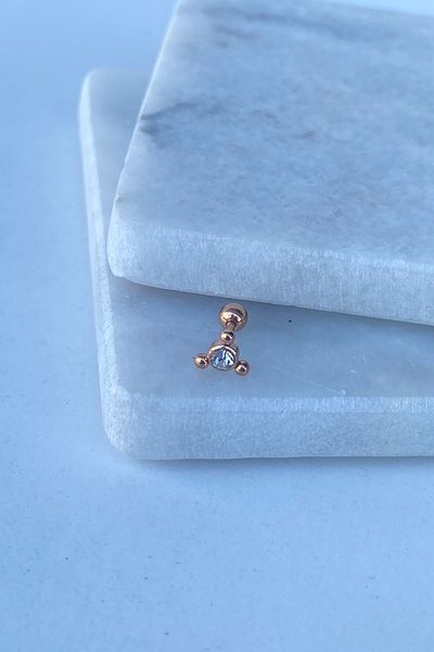 Jaida Moda Zircon Stone Unisex Rose Tragus Helix Cartilage Steel Piercing