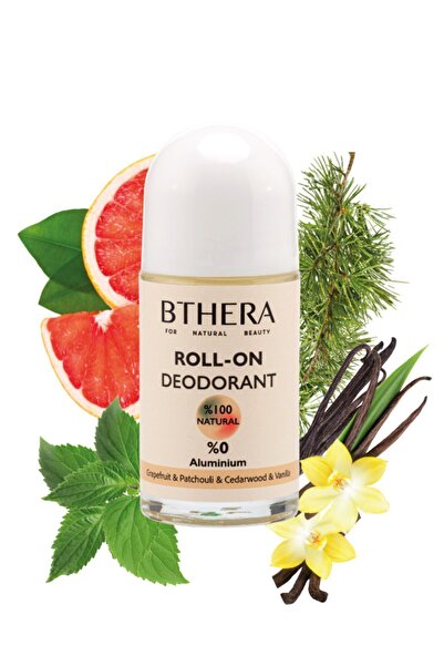Bthera Natural Doğal Roll-on Deodorant Ter Kokusu Önleyici Vanilya-Greyfurt-Paçuli-Sedir %100Natural-50ml