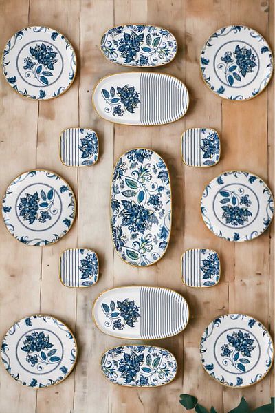 Aybelife Sahra 15 Pieces - Gold Gilded Stoneware Breakfast and Dowry Set