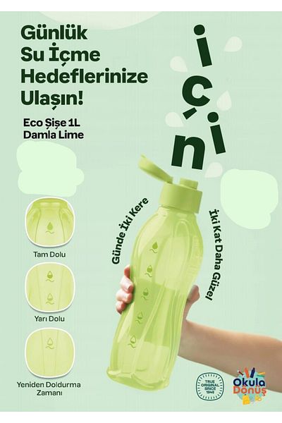 Tupperware 1 Liter Eco Bottle Drinker - Drop Lime