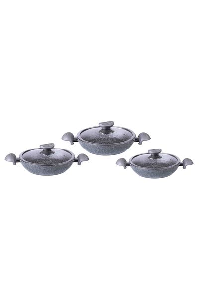 AROW Glenn Gray 6-Piece Granite Pan Set