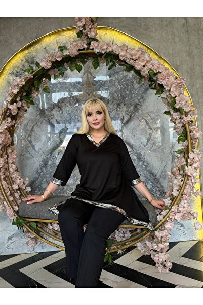 Butik Nilyam V-Neck Sequined Elegant Plus Size Evening Dress - 24165