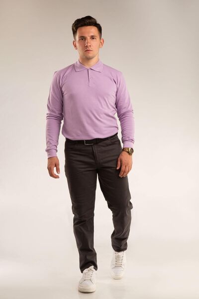 Dragora Lilac Long Sleeve Young Boy High School School Lakos Polo Collar T-shirt