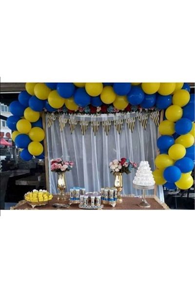 asöy Yellow and Navy Blue Balloon for Birthday Party - 10 Pieces