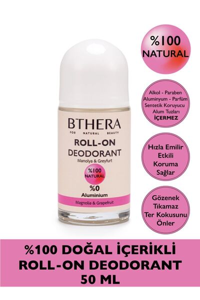 Bthera Natural Doğal Roll-on Deodorant Manolya & Greyfurt Ter Kokusu Önleyici %100 Natural-50ml