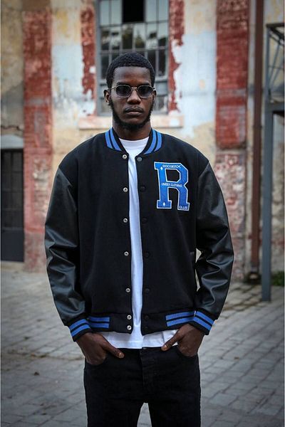 İLKCET MODA R Embroidered Unisex Oversize College Jacket