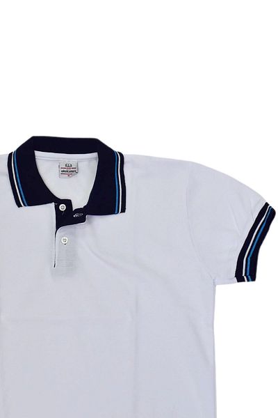 BAGLAN White Navy Blue College Polo Collar T-Shirt - Bgl-Imamp9