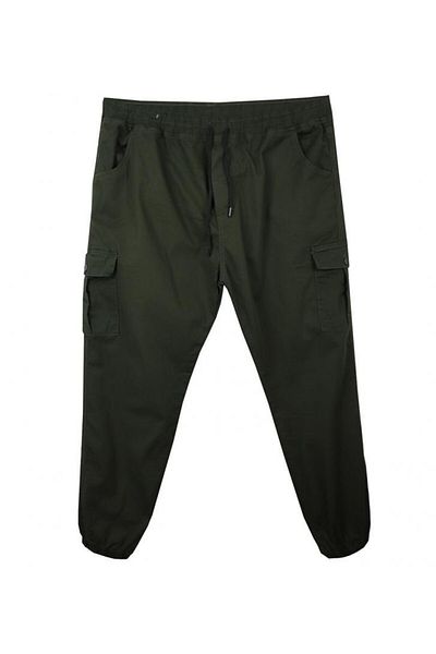 marufshop Large Size Lycra Jogger Pants with Cargo Pockets Green