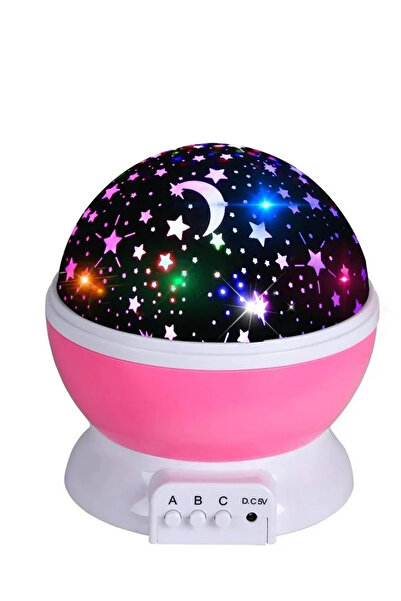 Efege Pembe Gökyüzü Yıldız Mavi Mor Işıklı Masa Lambası Duvara Tavana Işık Ya...