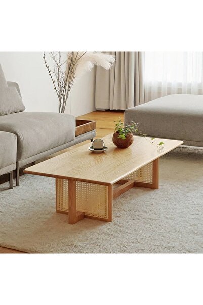 MoldHome Ahşap Doğal Hazeranlı Orta Sehpa