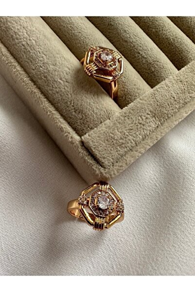 ringbox Gold Zirkon Taşlı Ayarlanabilir Vintage Yüzük