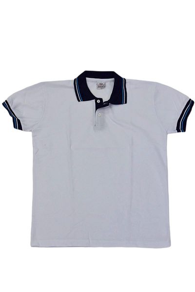 BAGLAN White Navy Blue College Polo Collar T-Shirt - Bgl-Imamp9
