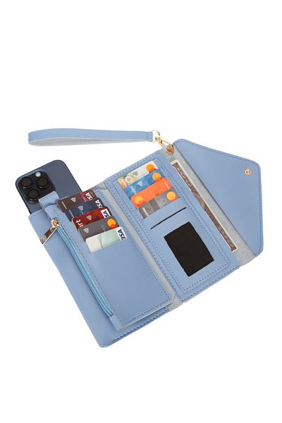 AVCA Women's Leather Phone Cash Coin Compartment Locked Wrist Strap Wallet