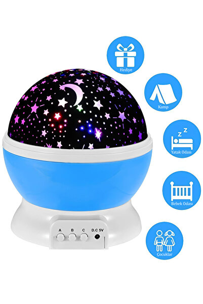 Efege Mavi 8 Farklı Mod Gece Lambası  Elektrikli Projeksiyon Uyku Dostu Led A...