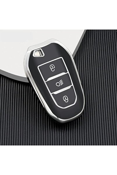 AYZ GARAGE Peugeot - Citroen - Ds TPU Material Black Key Case (Middle Key Hea...