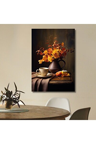 GAAGART Tekli Dikey Kanvas Mutfak Tablosu Kahve Köşesi Porselen Fincan