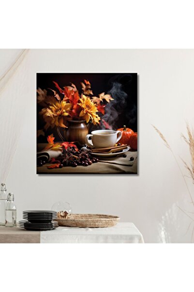 GAAGART Tekli Kare Kanvas Mutfak Tablosu Kahve Köşesi Teması Sarı Çiçek