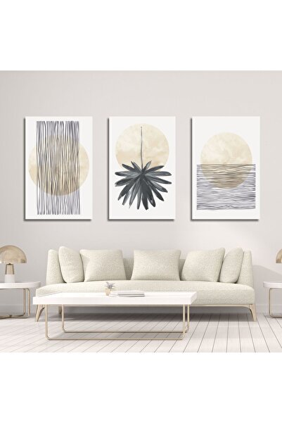 GAAGART 3'lü Kanvas Duvar Tablosu Seti Soft Soyut Çizgisel Tablo Seti