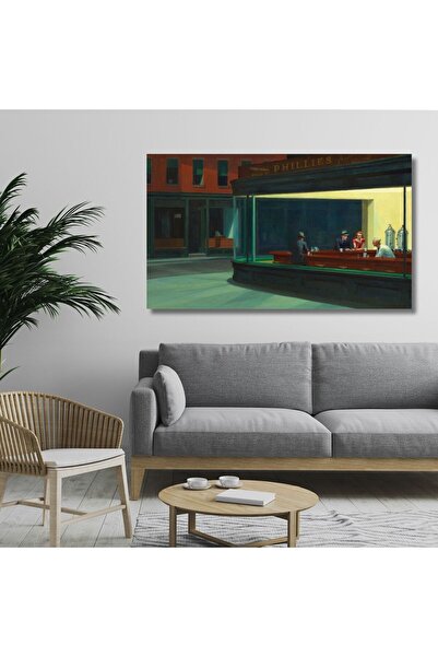 Single Horizontal Canvas Painting Edward Hopper Night Birds