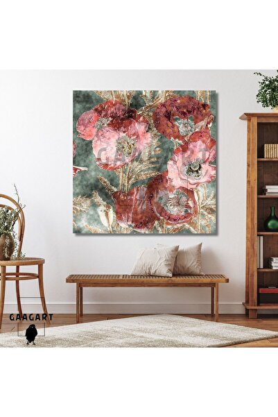 Single Square Canvas Decorative Living Room Table Boho Flowers