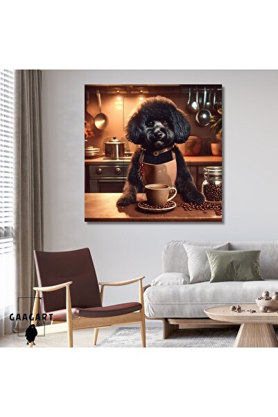 Square Canvas Coffee Corner Cafe Table Barista Black Poodle