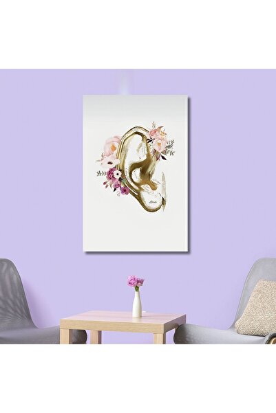 GAAGART Tekli Dikey Kanvas KBB Poliklinik Tablosu Çiçekli Dış Kulak