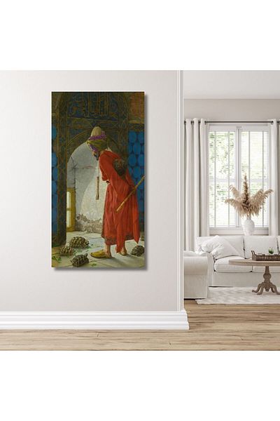 GAAGART Single Vertical Canvas Painting Osman Hamdi Bey Turtle Trainer