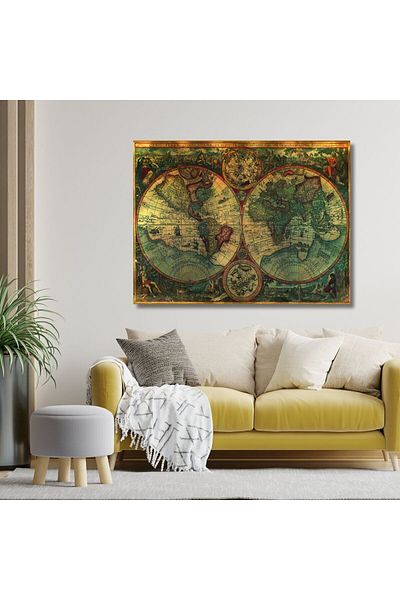 GAAGART Single Horizontal Canvas Painting High Quality Old World Map