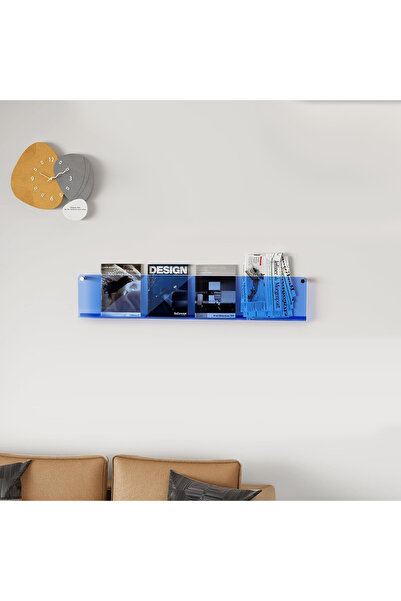 Trend Pleksi Dekoratif Kitap Rafı (Transparan Mavi 50cm)