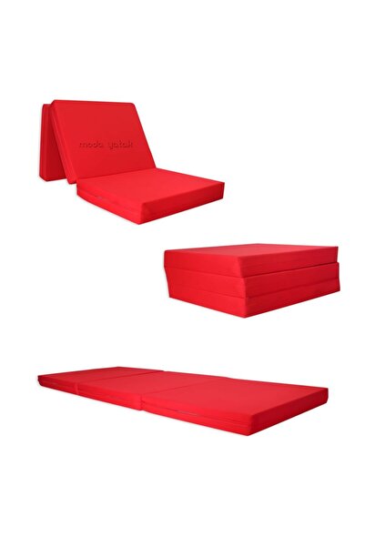 ALMİRA EV TEKSTİLİ Süngerli Katlanır Yatak Sünger Yatak 80x180x10 Kırmızı