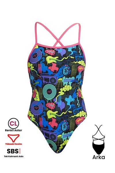 FUNKİTA Funkita Stp Poppy Long Women's Training Swimsuit, Double Cross Back