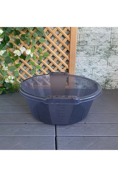 Gerçektrend 3-Piece Basin Set Anthracite Color Round Dish Basin Plastic Basin Food Container