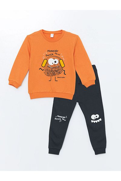 LC Waikiki Crew Neck Long Sleeve Sweatshirt and Sweatpants for Baby Boy - Set of 2