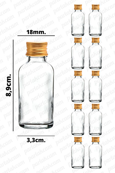 parlakcam 30ml Gold Kapaklı Şeffaf Cam Şişe Kolonya, Esans Sıvıları İçin Uygu...